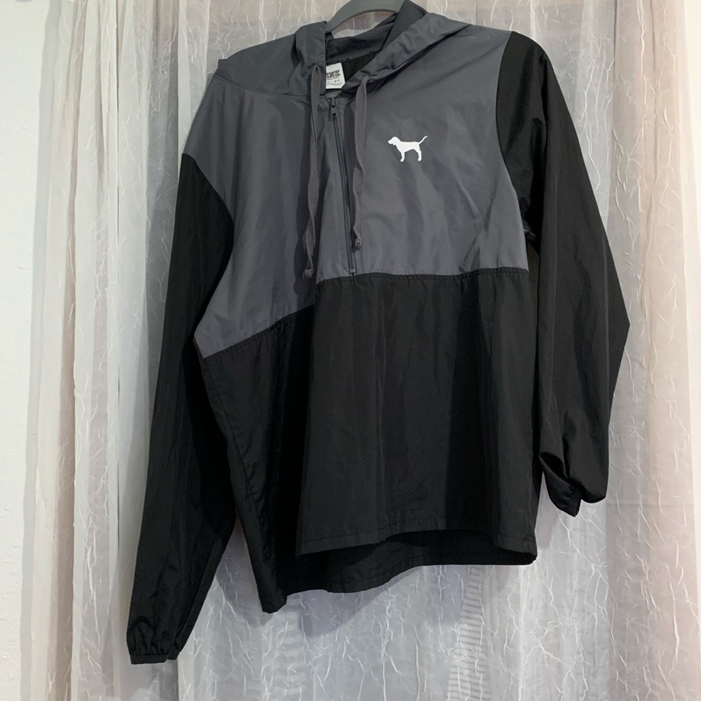 Black and grey raincoat (Victoria’s Secret pink)